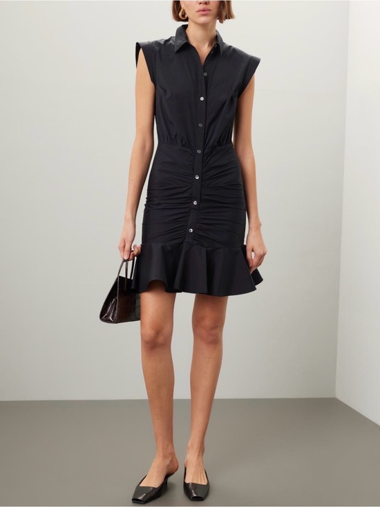 Veronica Beard Dresses & Skirts - Veronica Beard Ruched Shirt Mini Dress with Ruffle Hem